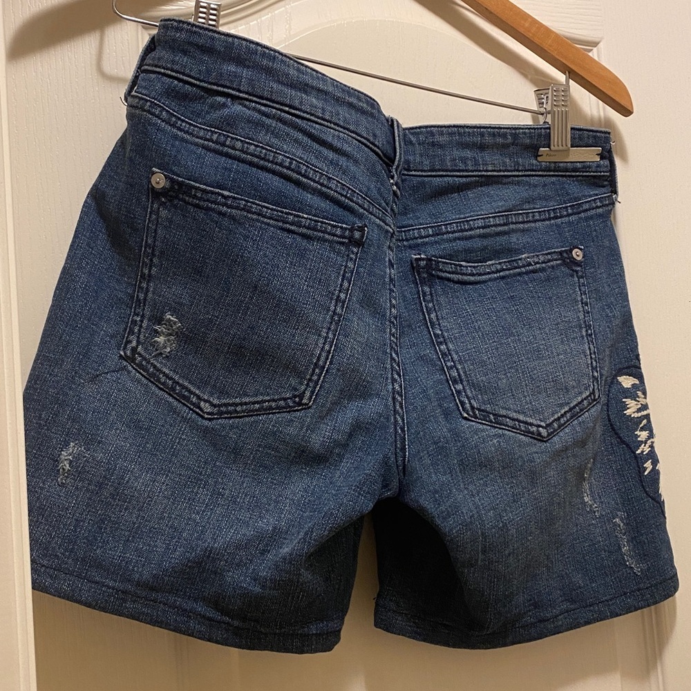 Embroidered Dark Blue Denim Women's Shorts - Picture 8 of 13